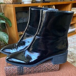 Black Patent Leather Women’s Ankle Boots